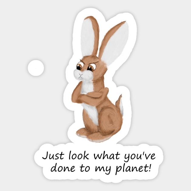 Angry Eco Bunny Sticker by RSewell